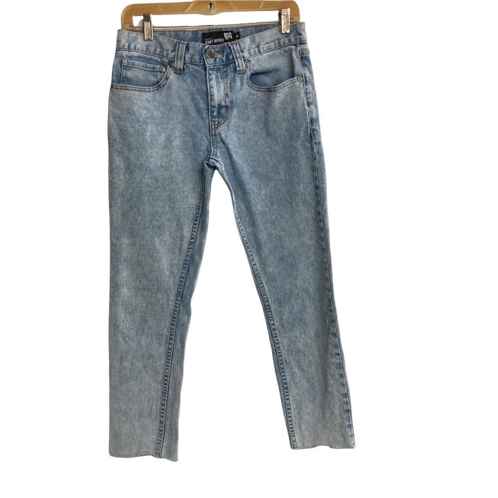RSQ Seattle Skinny Tapered‎ Jeans Sz 30 Blue serged hem 5 pockets with rivets